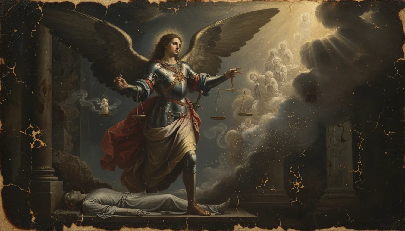 Saint Michel Archange recevant les âmes à la sortie du corps pour les présenter au très juste Juge