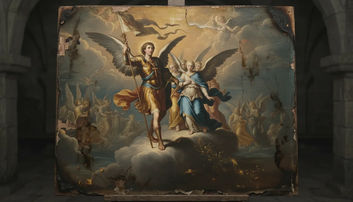 Saint Michel Archange conduisant et organisant les phalanges angéliques des neuf chœurs des anges