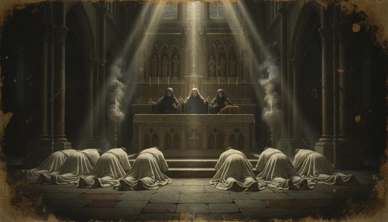 Candidates lie prostrate before the altar while the litany is chanted