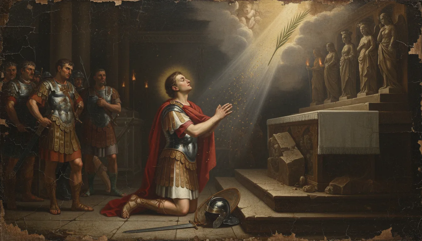Le martyre de saint Expédit, officier romain converti refusant de sacrifier aux idoles sous la persécution de Dioclétien