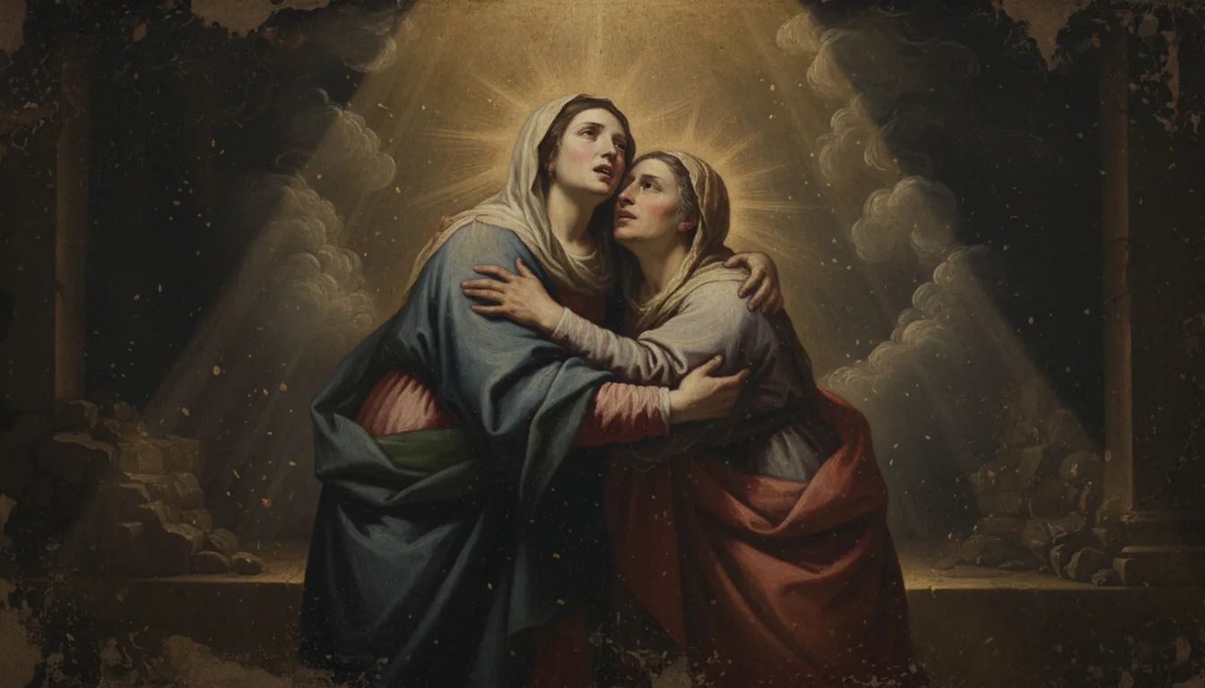 Nossa Senhora entoa o Magnificat diante de sua prima Isabel, elevando a alma a Deus
