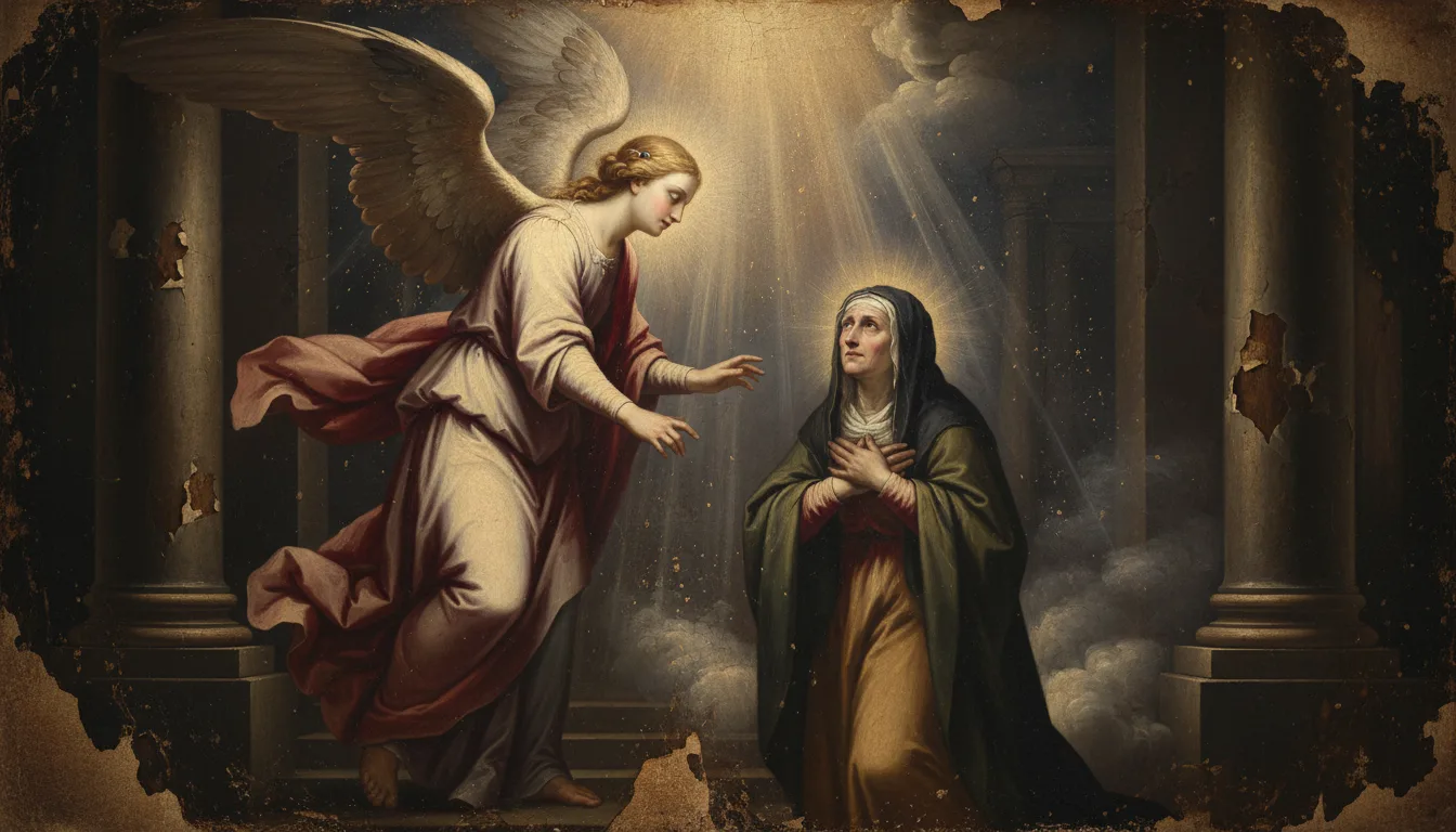 L'ange annonçant à sainte Anne que le Seigneur a entendu sa prière et qu'elle concevra et enfantera