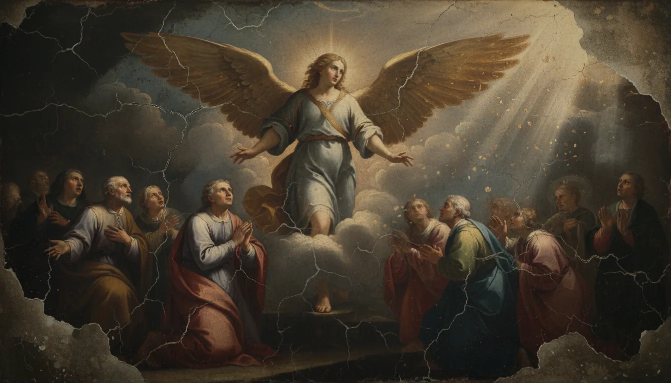 São Rafael revela-se como anjo diante da família de Tobias, envolto em glória celeste