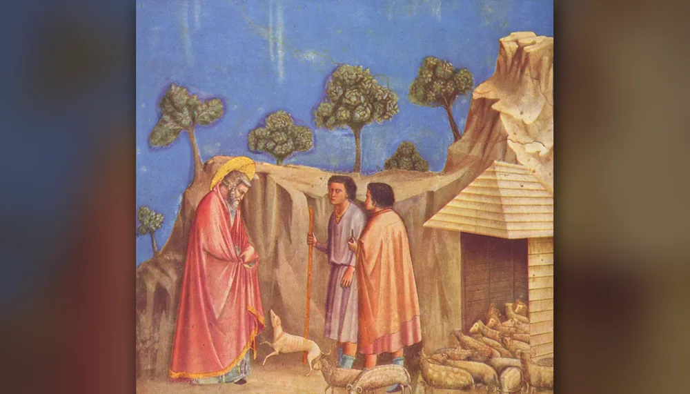 Saint Joachim, chassé du Temple, rejoint ses bergers et son troupeau — Giotto, chapelle des Scrovegni
