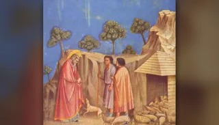 Saint Joachim, chassé du Temple, rejoint ses bergers et son troupeau — Giotto, chapelle des Scrovegni