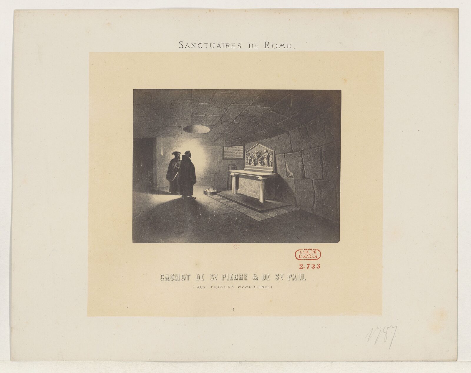 The dungeon where Saints Peter and Paul were imprisoned, an old engraving.