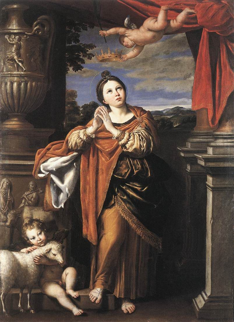 Saint Agnes, virgin and martyr, a painting by Domenichino.